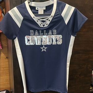 NFL Dallas Cowboys Navy and White Lace-Up Jersey- Ladies Bling